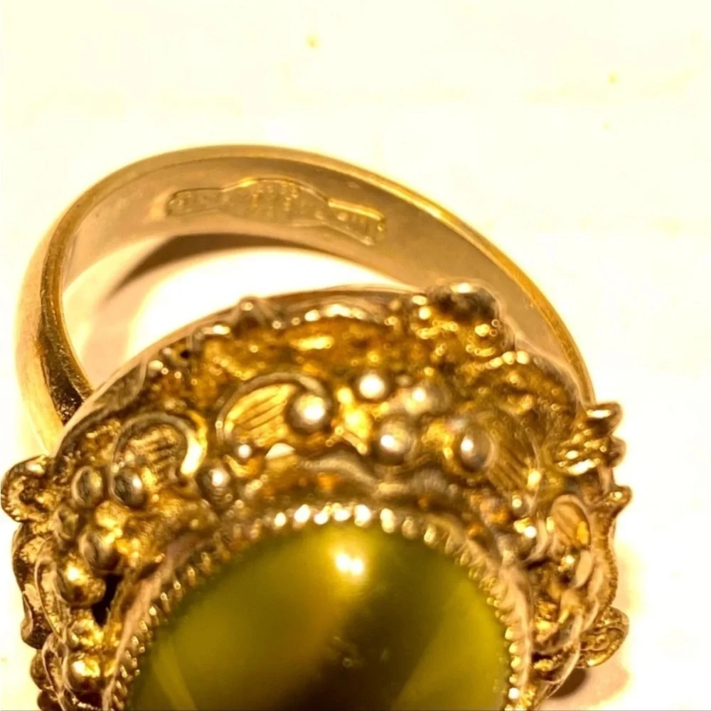 WHITING & DAVIS CATS EYE ONYX RING 5 1/2